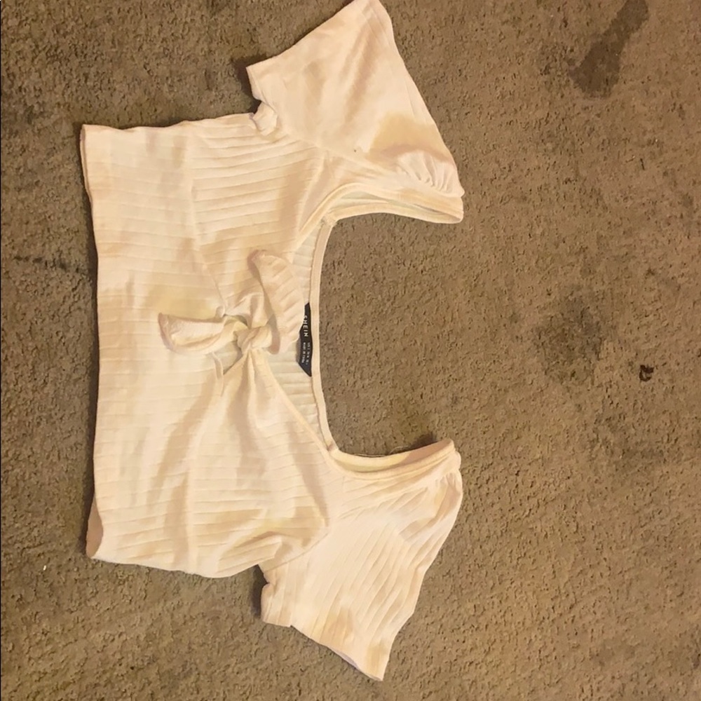 White bow tie crop top